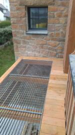 Terrasse bois sur poteaux et caillbotis metal Terrasse bois sur poteaux et caillbotis metal